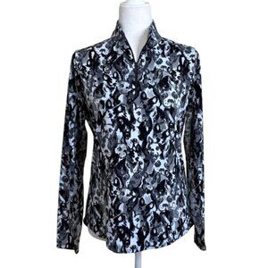 IBKUL Womens Top Long Sleeve Dog Frenchie Boston Print UPF 50 Sun Shirt Size S